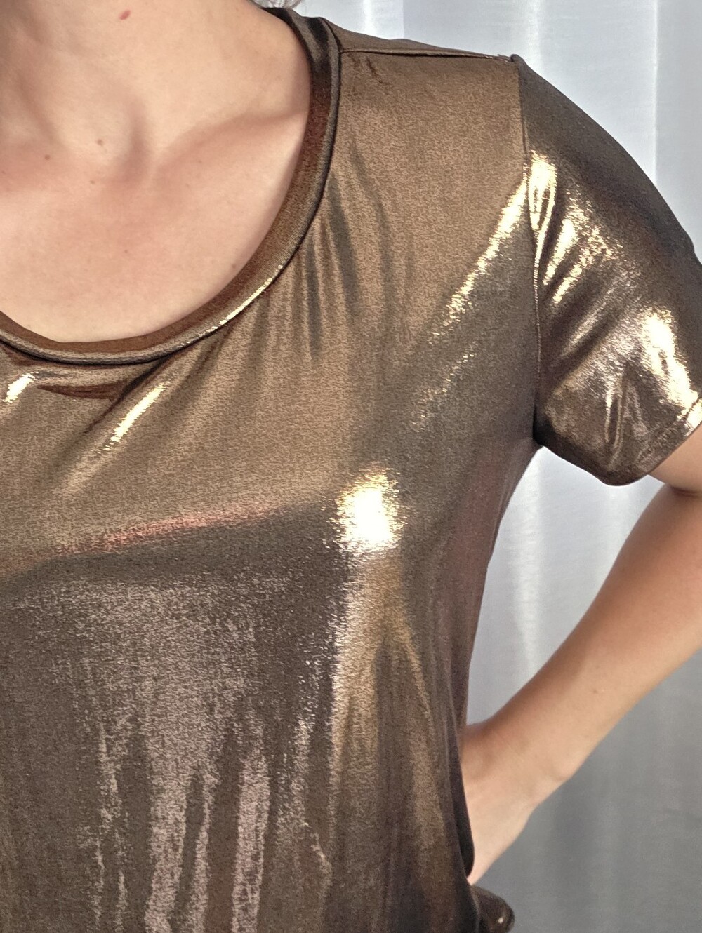 Torrid Liquid Metallic Bronze Stretch T
